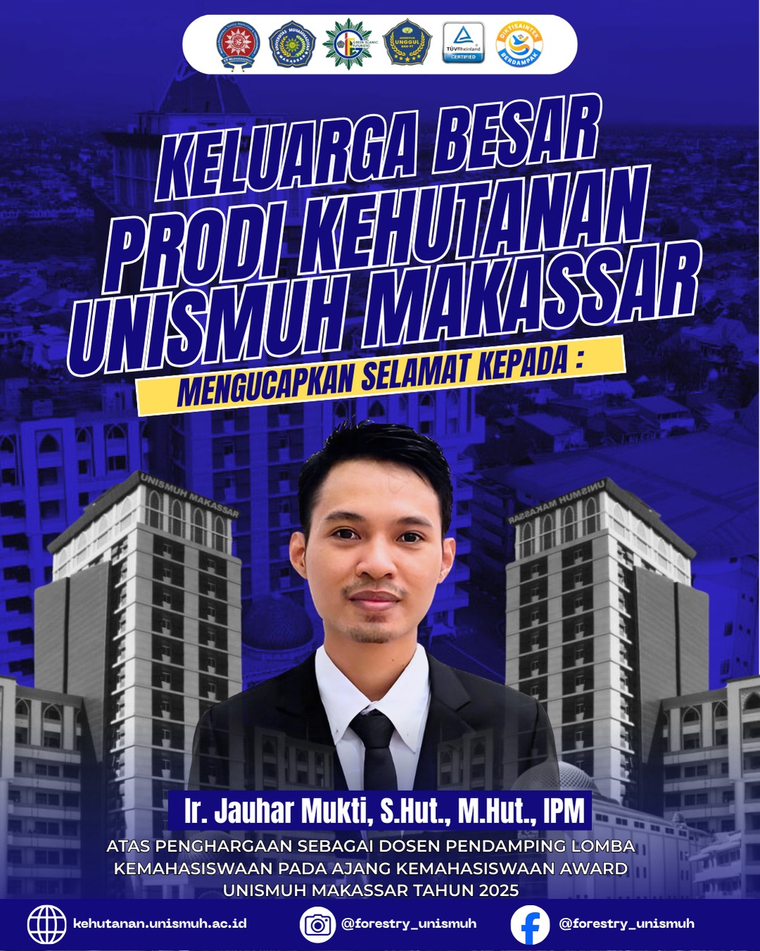 Dosen Kehutanan Unismuh Makassar Raih Penghargaan pada Kemahasiswaan Award 2025