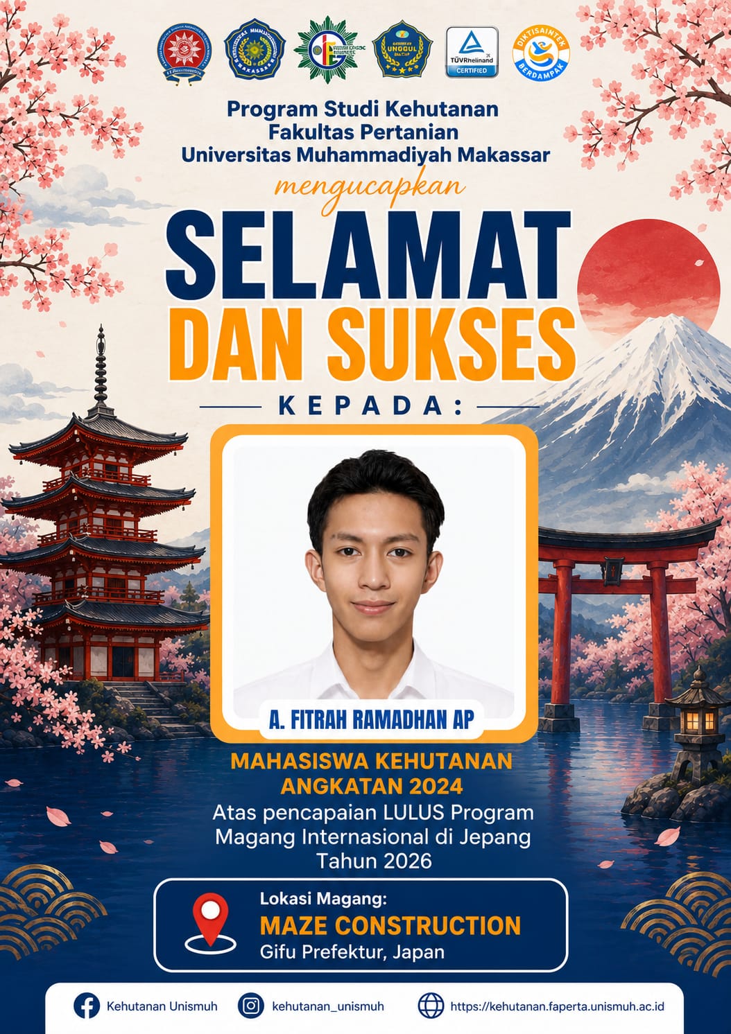 Mahasiswa Kehutanan Unismuh Makassar Lolos Program Magang Internasional di Jepang